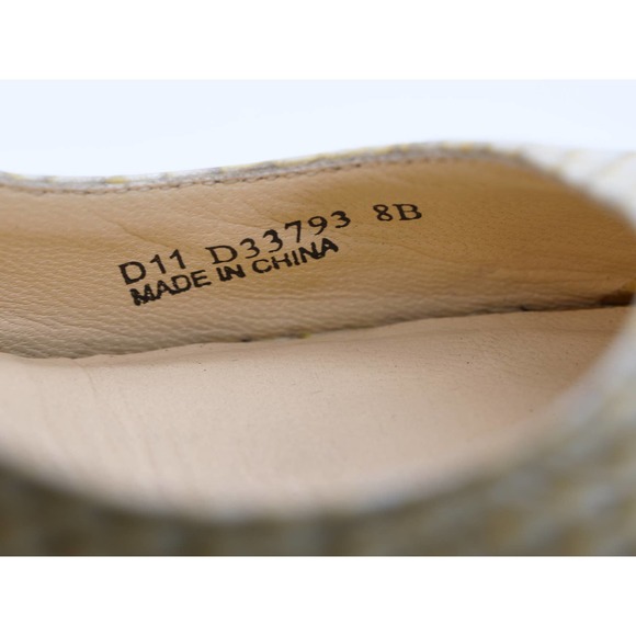 Cole Haan Heels Womens 8 Tan Snake Print Leather Peep Toe Stacked Heel Pumps - Picture 9 of 12